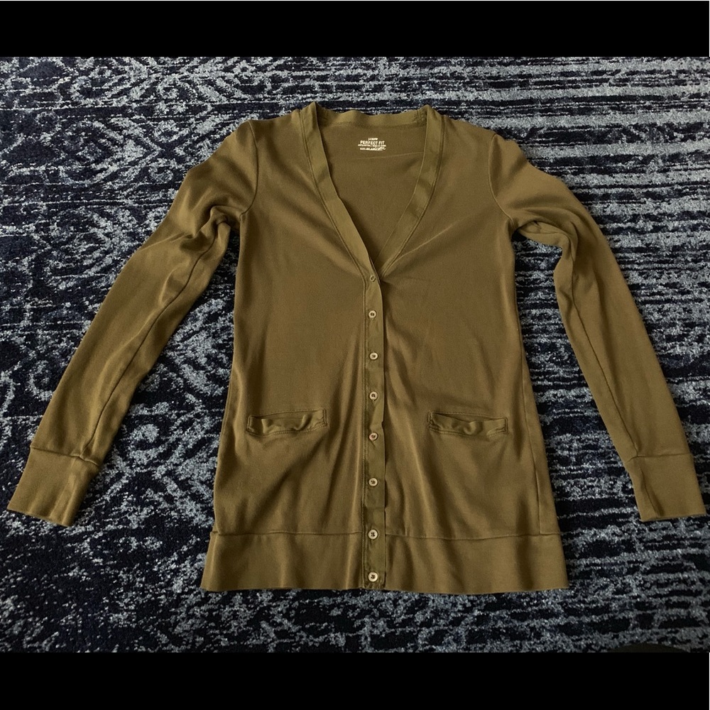 J Crew Cardigan Style Long Sleep Shirt sz m
